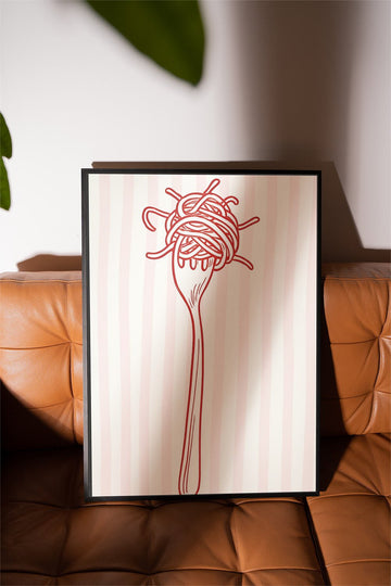 Red Pasta Fork Kitchen Wall Art wall - art - picture - poster