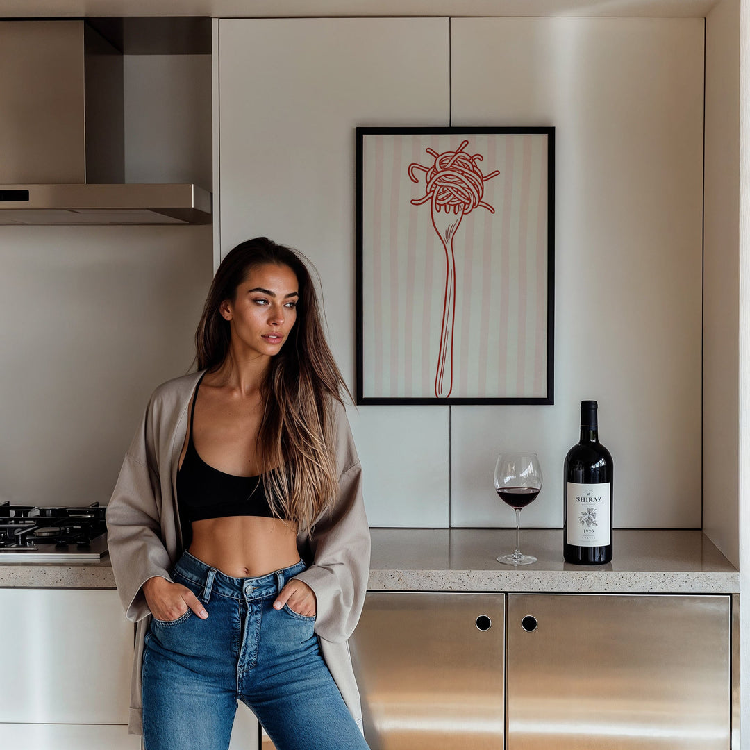 Red Pasta Fork Kitchen Wall Art wall - art - picture - poster