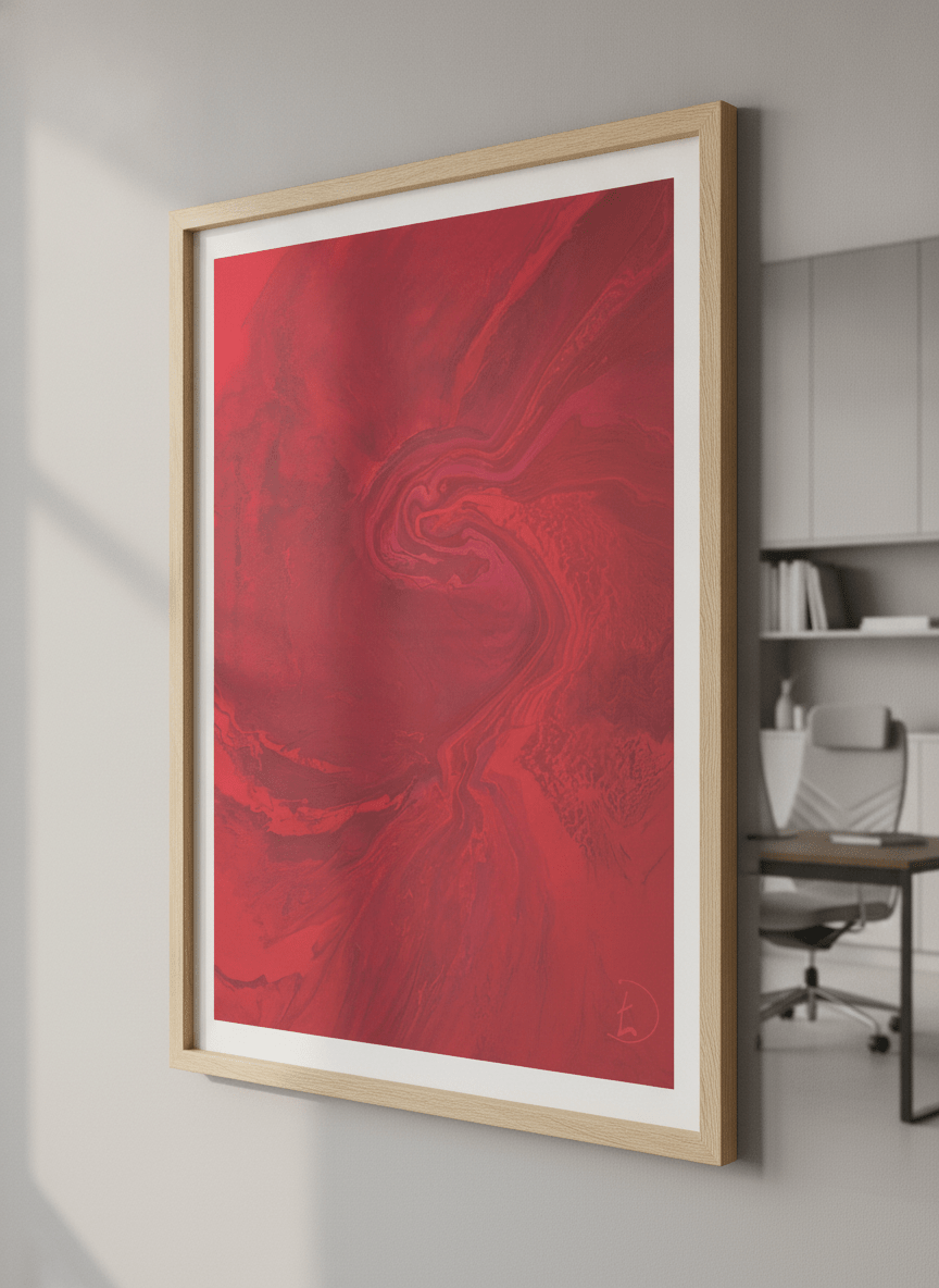 Contemporary wall art featured in a bright modern office workspace