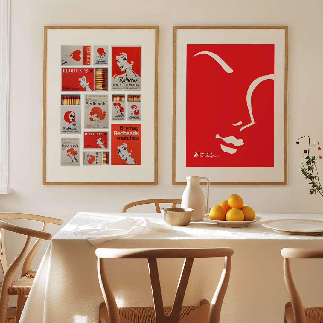 Redheads Match Box Vintage Set of 2 wall - art - picture - poster