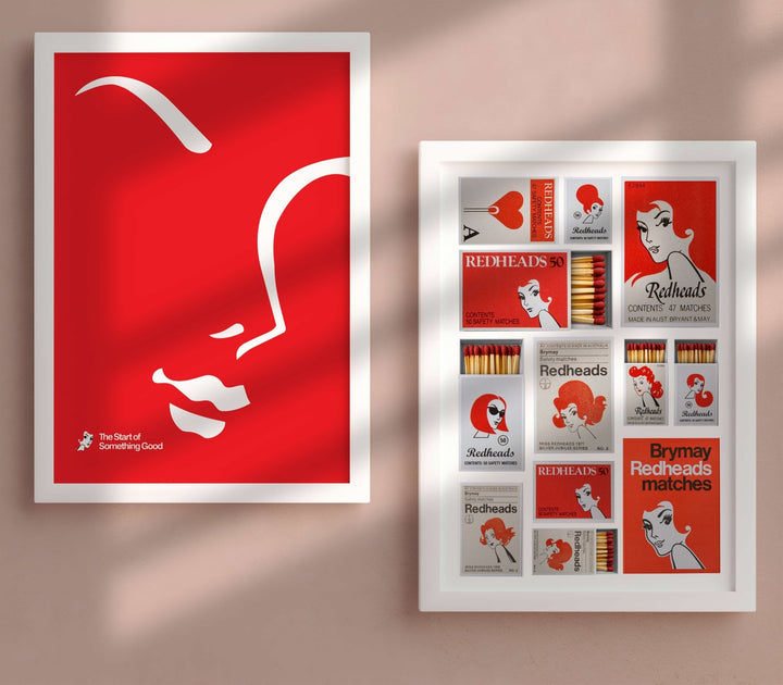 Redheads Match Box Vintage Set of 2 wall - art - picture - poster