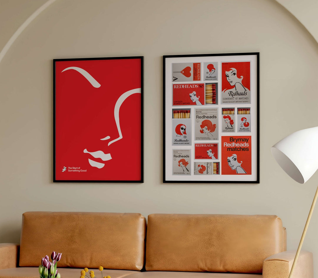 Redheads Match Box Vintage Set of 2 wall - art - picture - poster