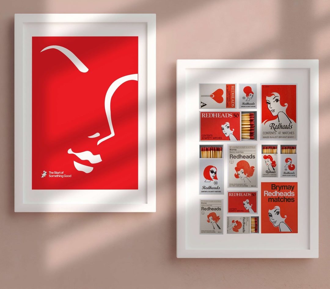Redheads Match Box Vintage Set of 2 wall - art - picture - poster