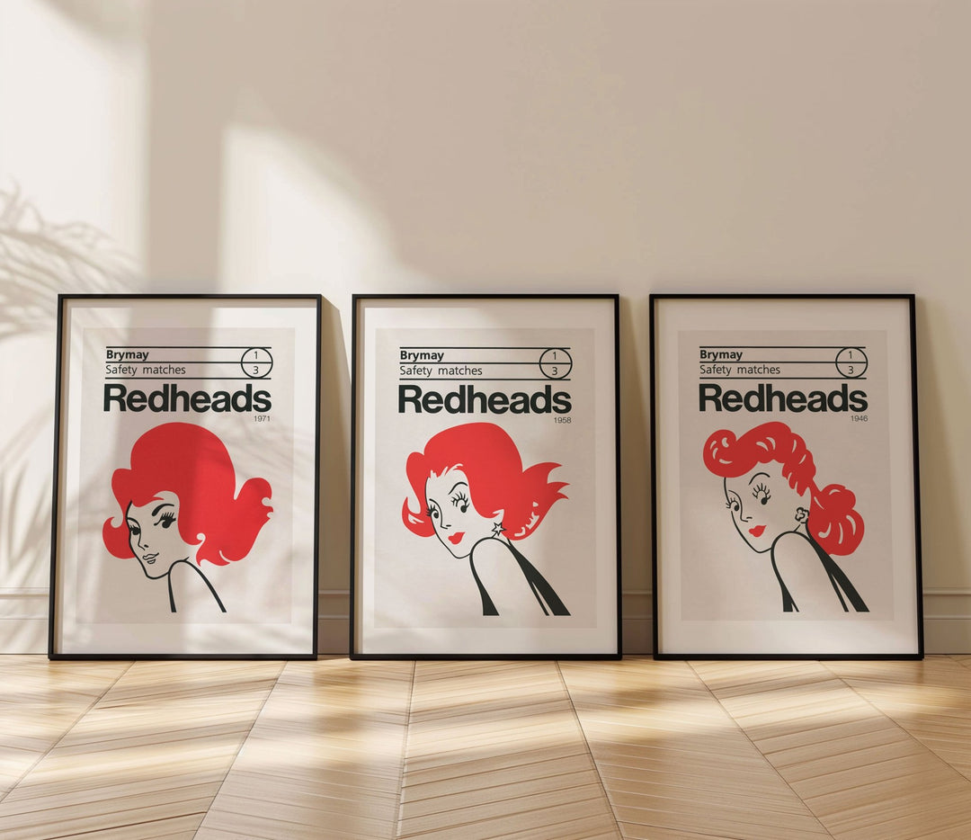 Redheads Vintage Prints Set of 3 wall - art - picture - poster