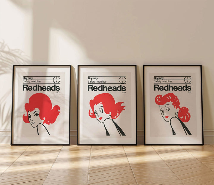 Redheads Vintage Prints Set of 3 wall - art - picture - poster