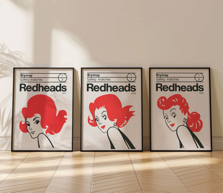 Redheads Vintage Prints Set of 3 wall - art - picture - poster