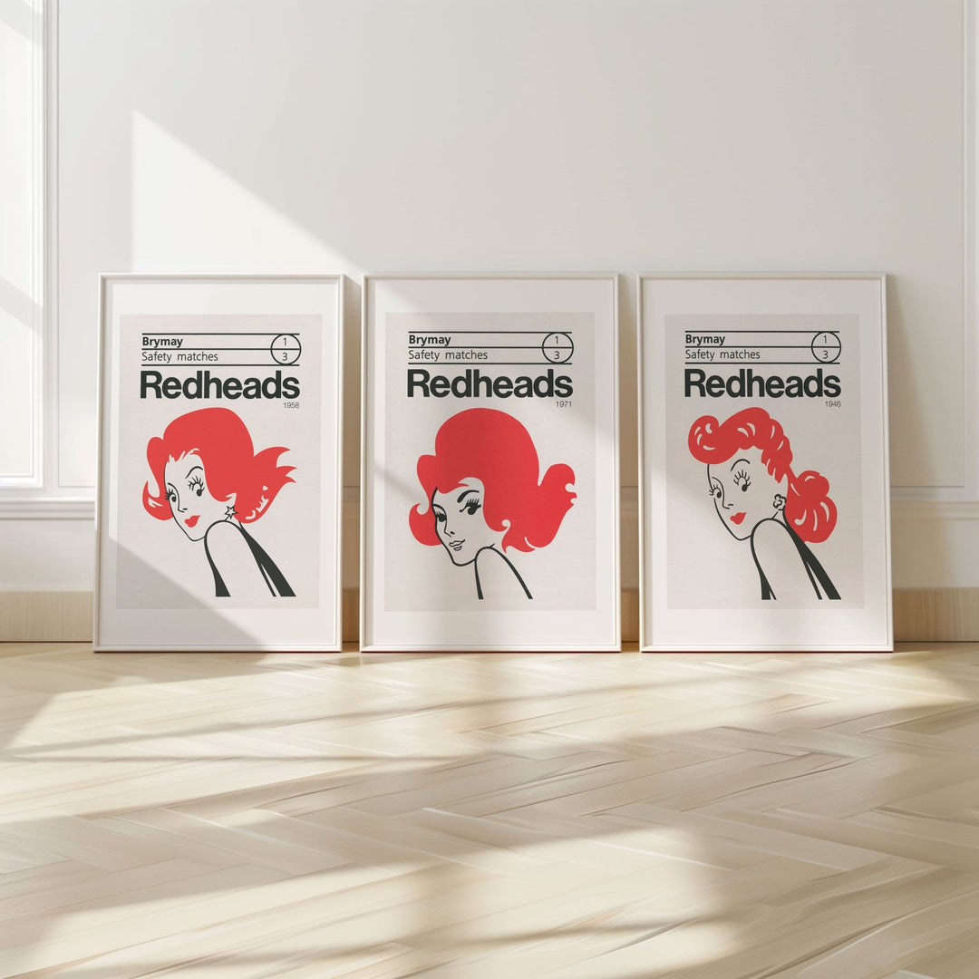 Redheads Vintage Prints Set of 3 wall - art - picture - poster