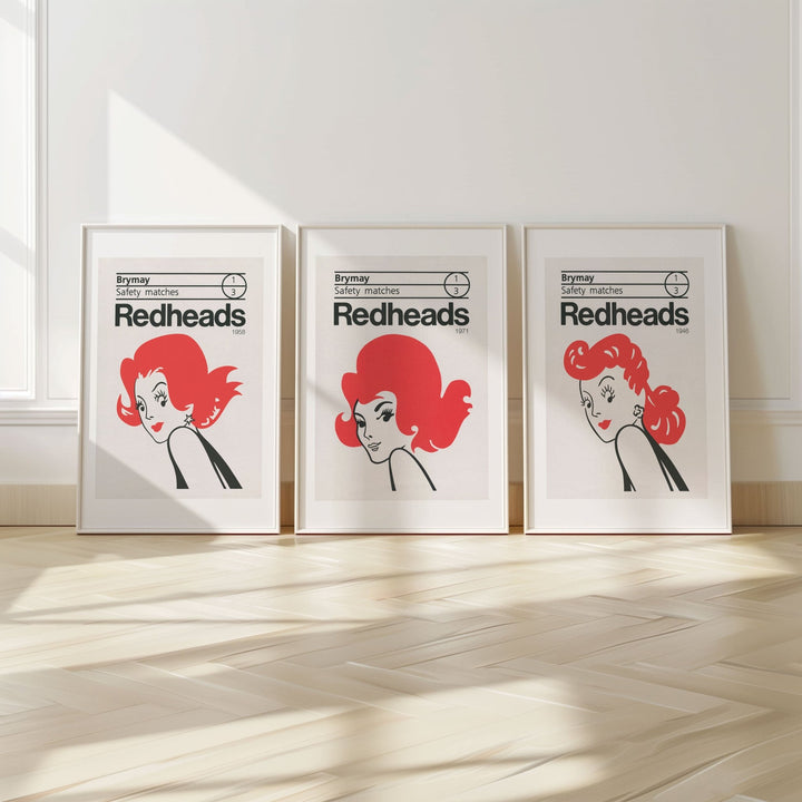Redheads Vintage Prints Set of 3 wall - art - picture - poster