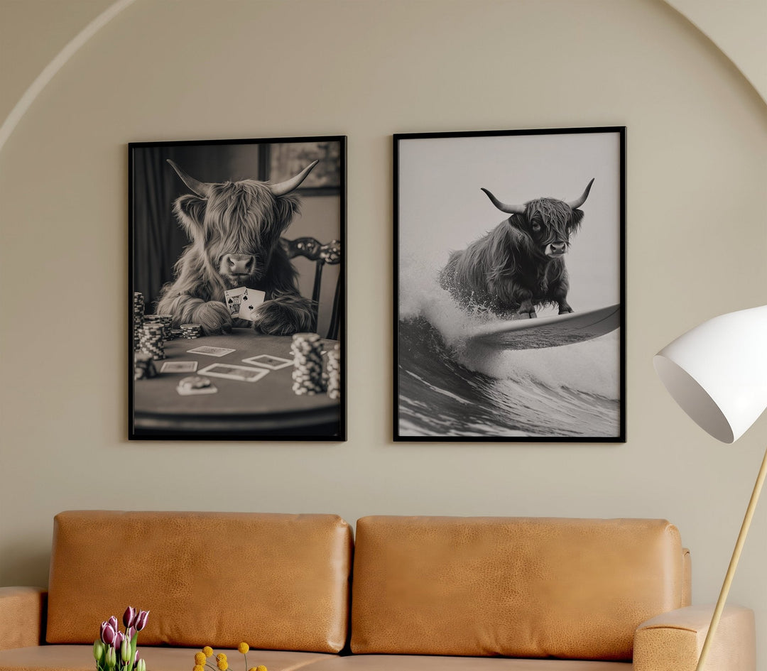 Retro Highland Cow Series Set of 2 - Style My Wall