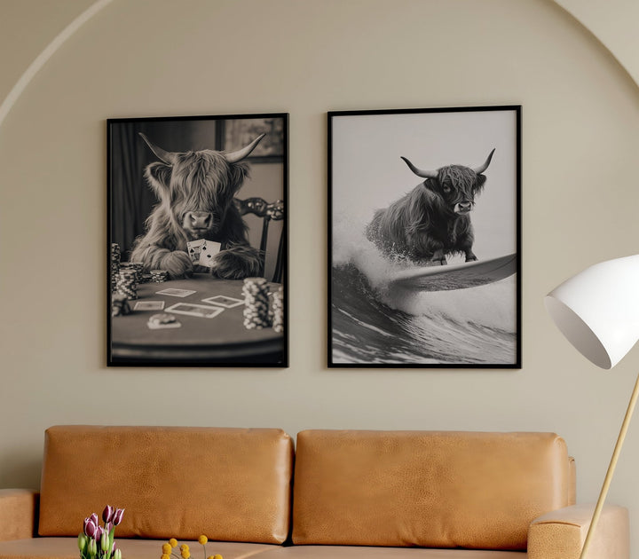 Retro Highland Cow Series Set of 2 - Style My Wall