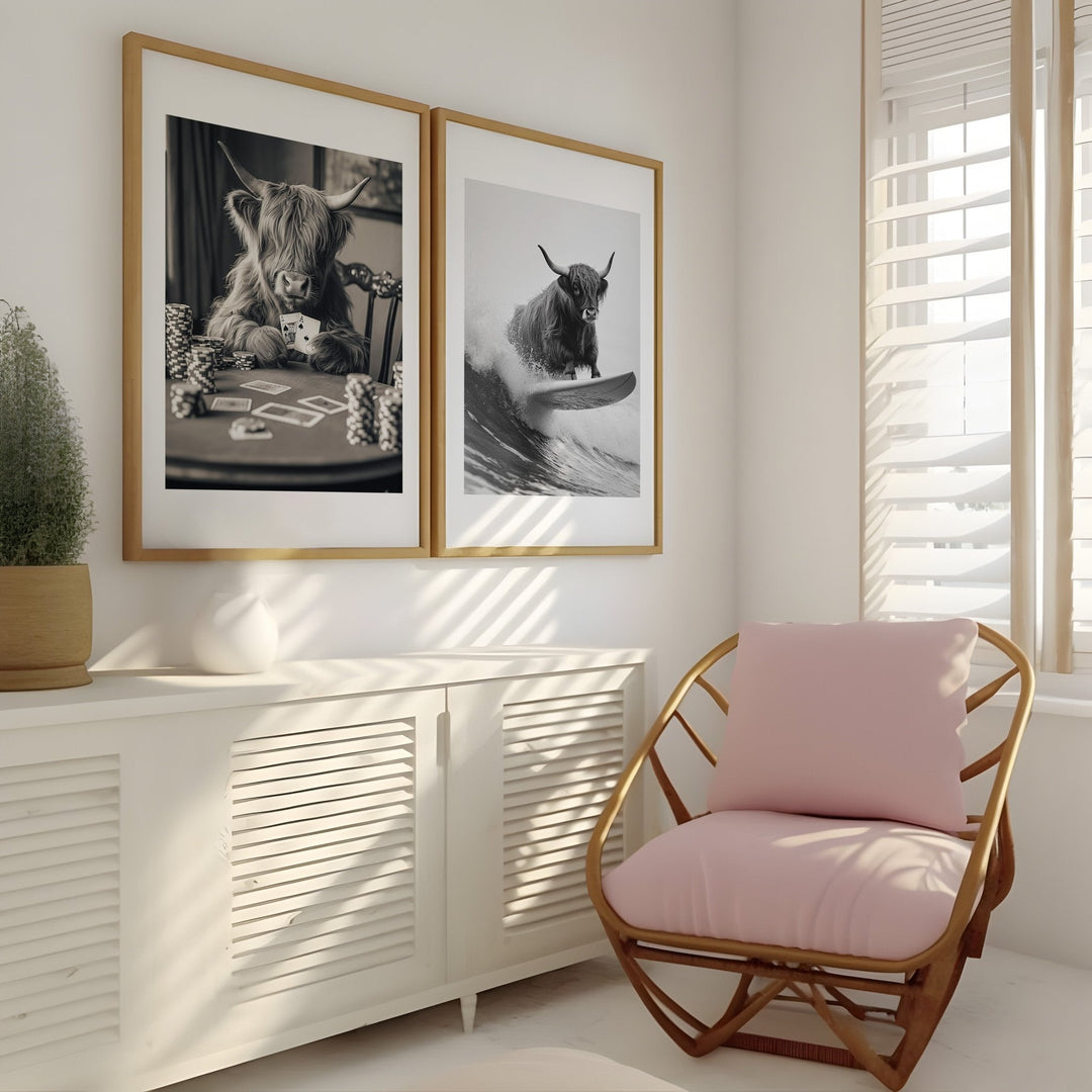 Retro Highland Cow Series Set of 2 - Style My Wall