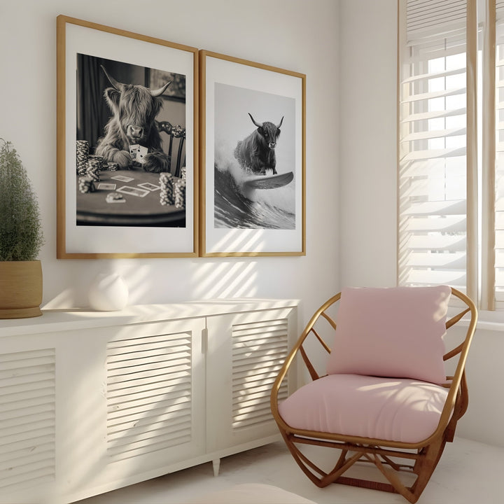 Retro Highland Cow Series Set of 2 - Style My Wall