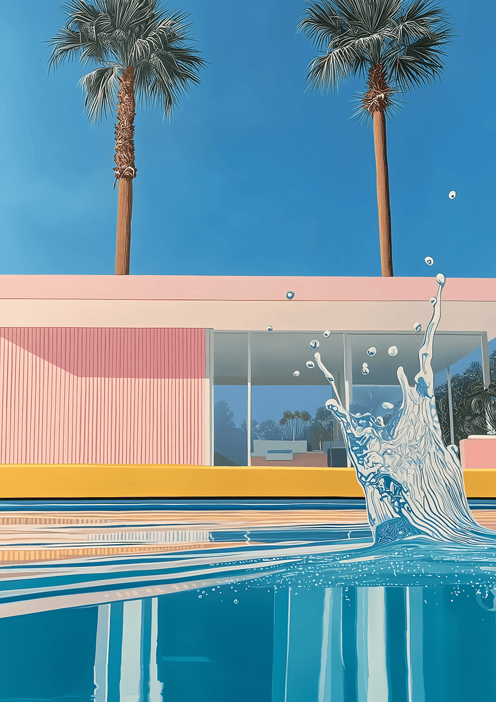 Retro House Palm Springs Splash Illustration - Style My Wall