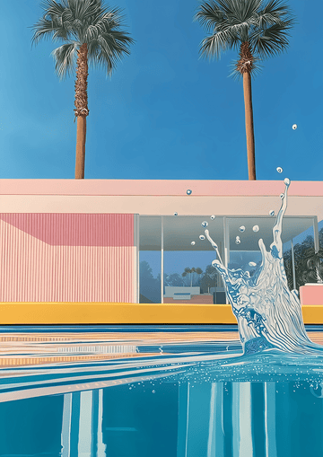 Retro House Palm Springs Splash Illustration - Style My Wall,frame