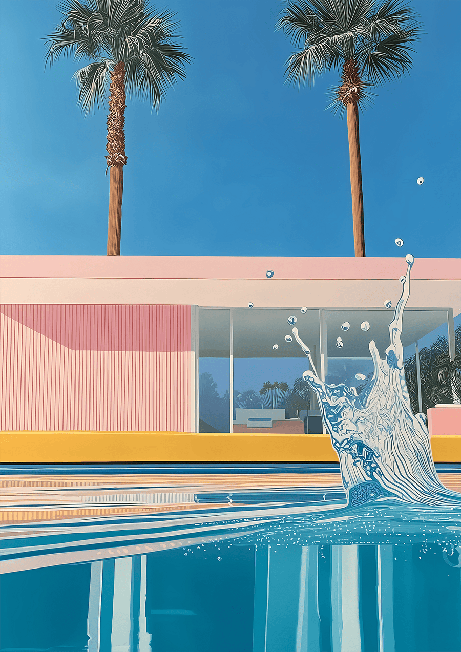 Retro House Palm Springs Splash Illustration