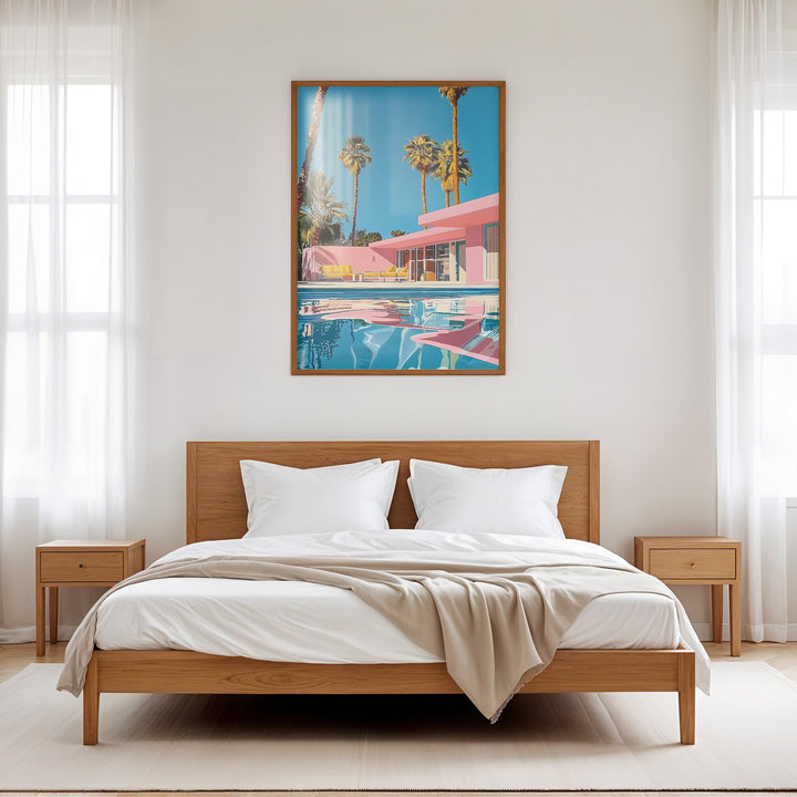Retro Pink House Palm Springs Wall Art - Style My Wall
