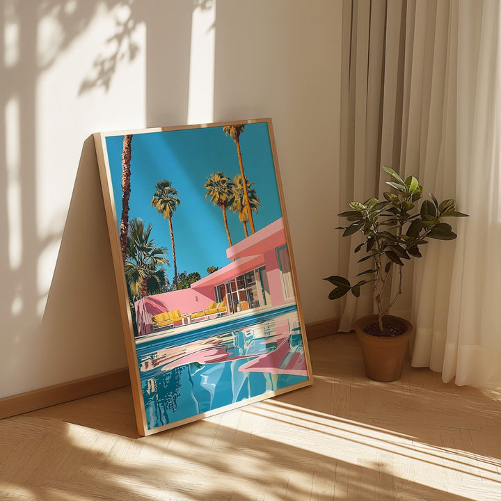 Retro Pink House Palm Springs Wall Art - Style My Wall