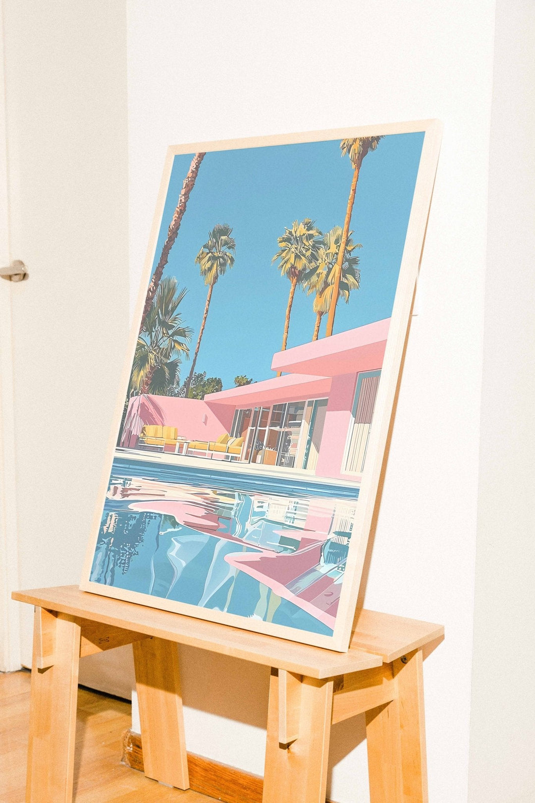 Retro Pink House Palm Springs Wall Art - Style My Wall