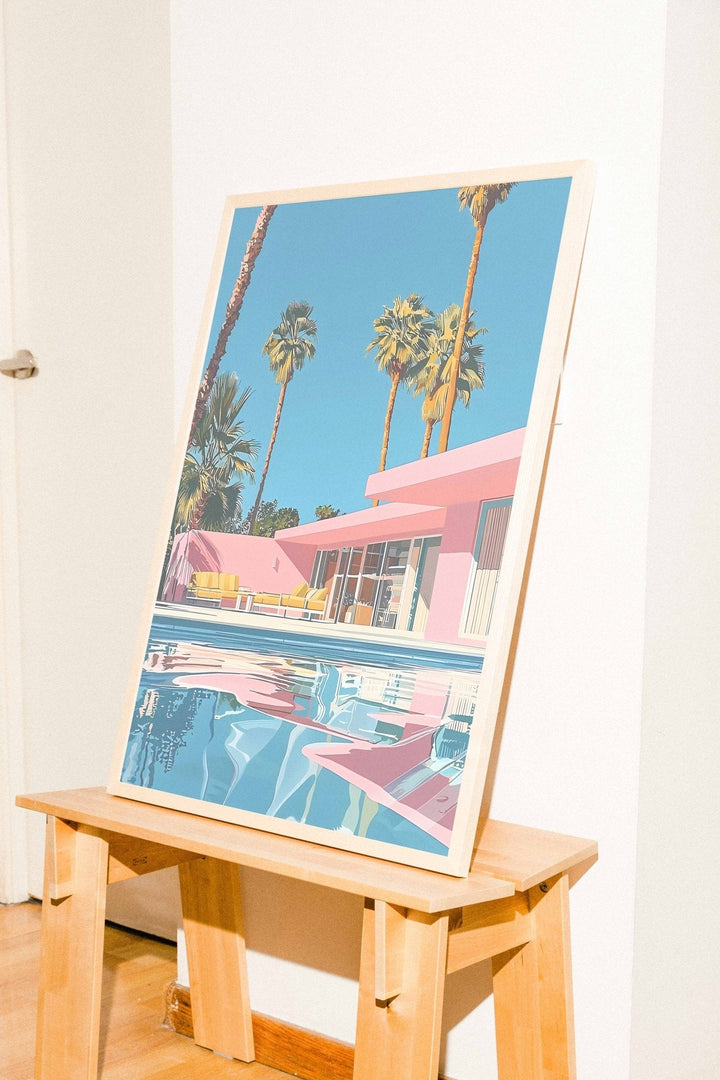 Retro Pink House Palm Springs Wall Art - Style My Wall