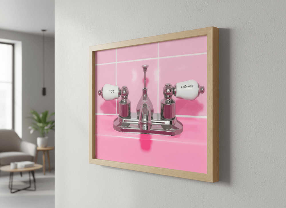Modern wall art styled above a sofa in a neutral living room