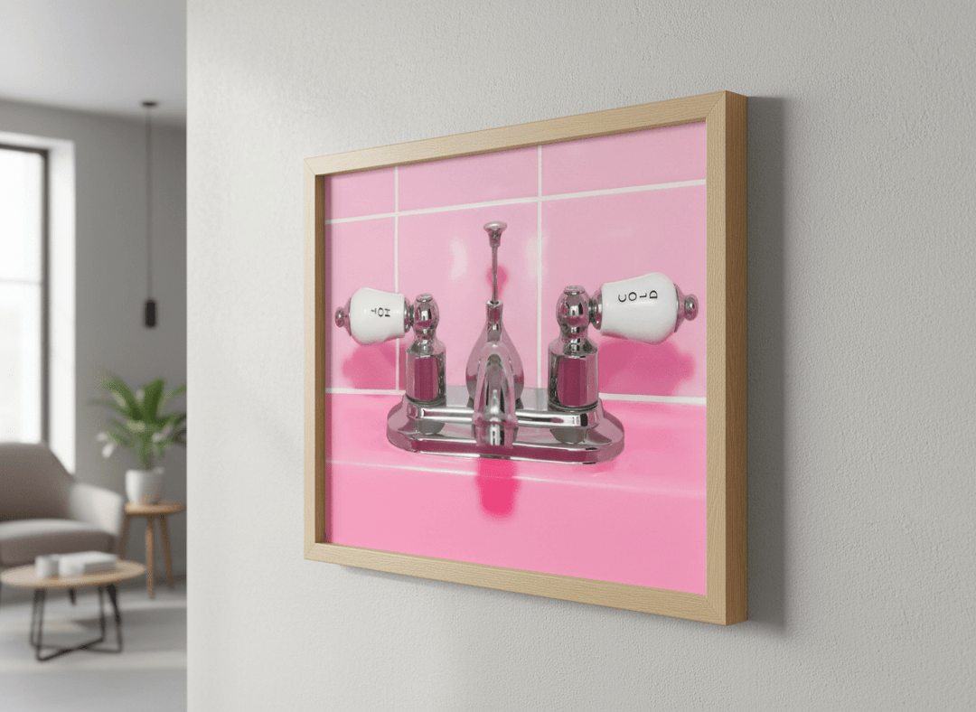 Modern wall art styled above a sofa in a neutral living room