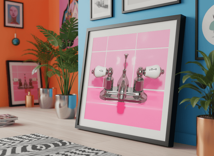 Bold wall art styled in a colourful, eclectic modern home