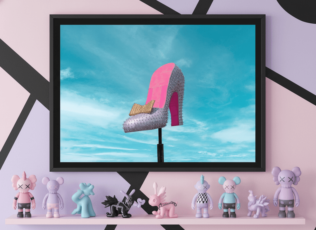 Bold wall art styled in a colourful, eclectic modern home