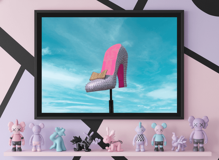 Bold wall art styled in a colourful, eclectic modern home