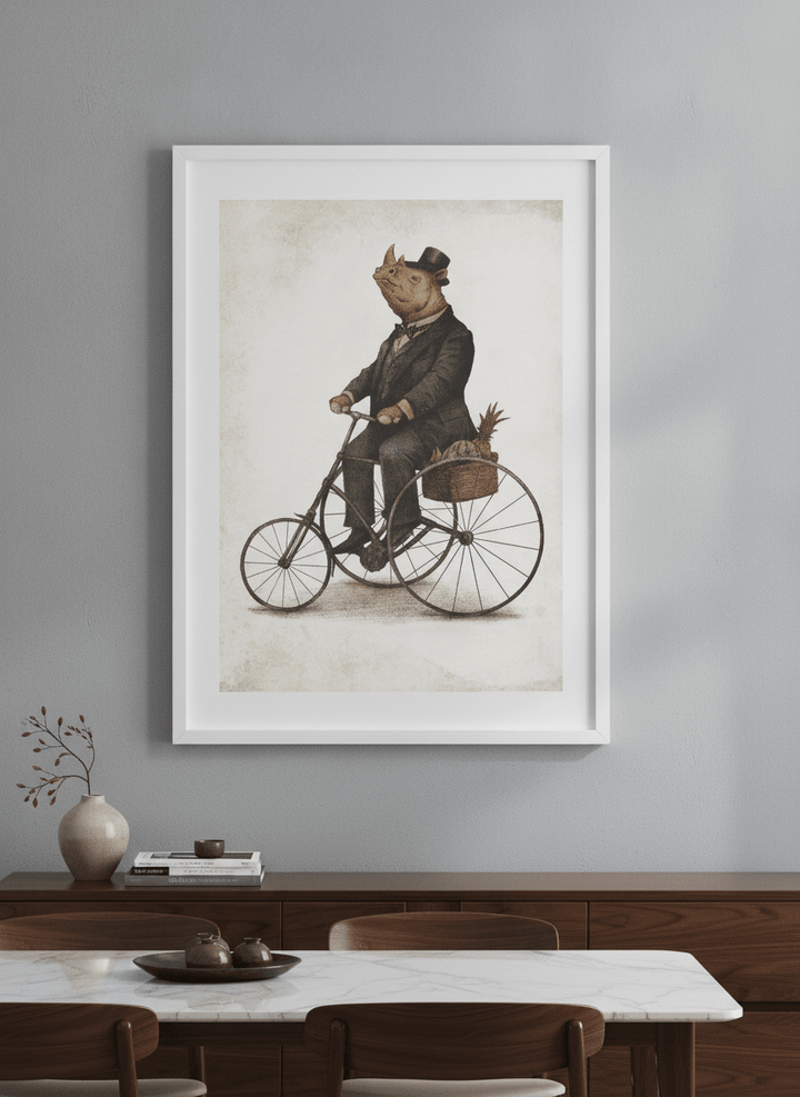 Wall art styled above a dining table in a contemporary home