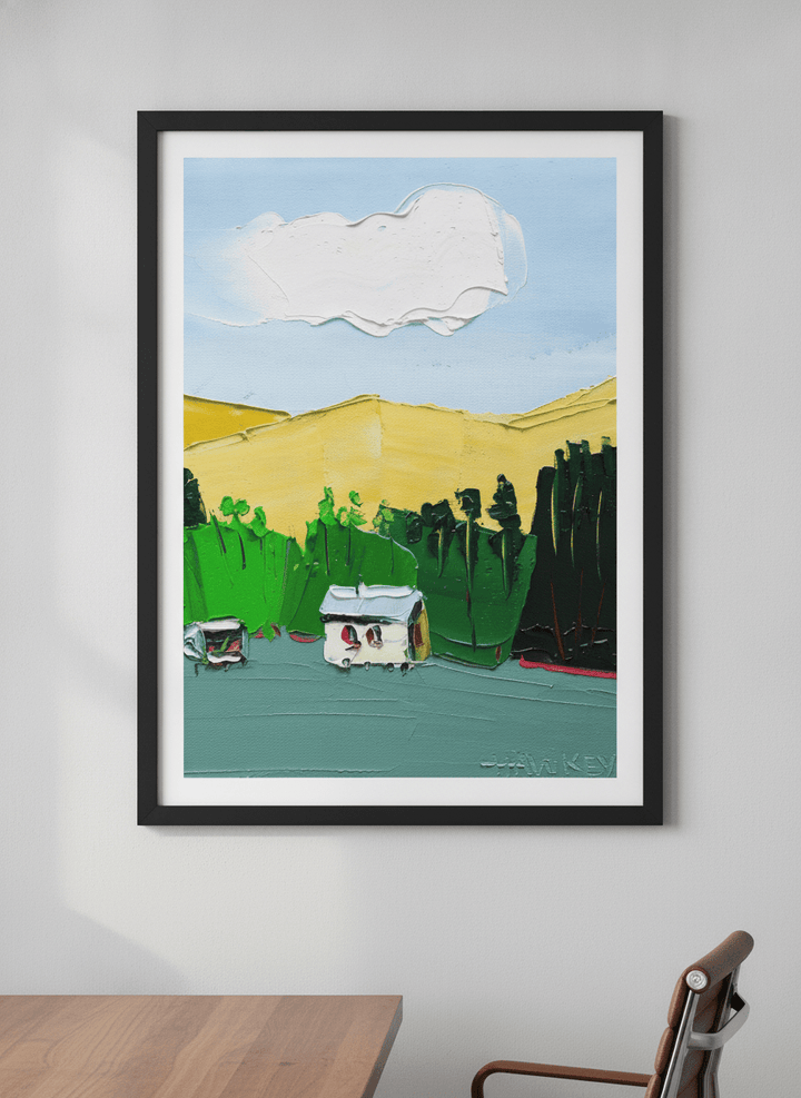 Contemporary wall art featured in a bright modern office workspace