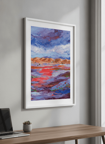 Contemporary wall art featured in a bright modern office workspace