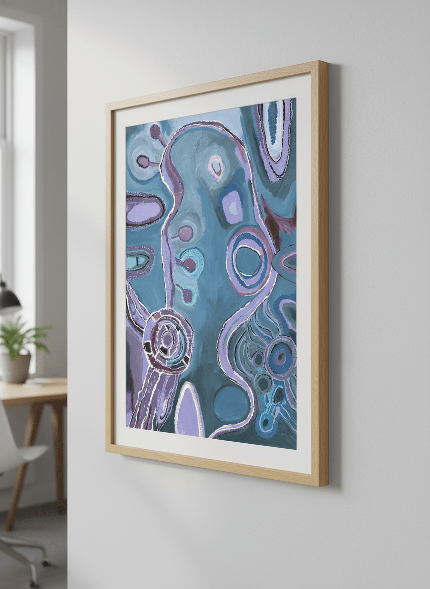 Contemporary wall art featured in a bright modern office workspace