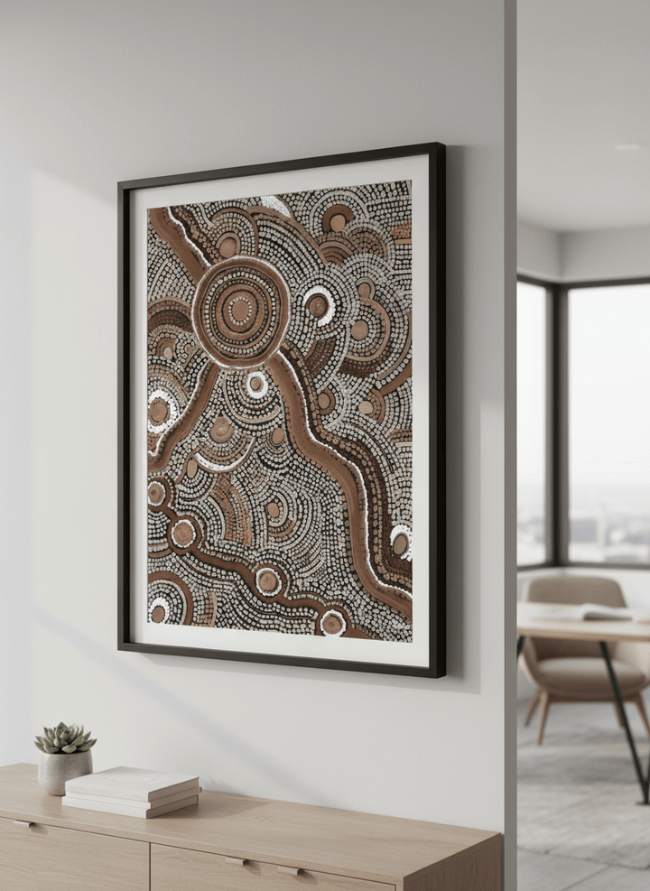Contemporary wall art featured in a bright modern office workspace