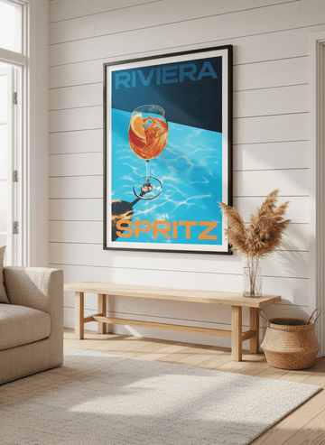 Neutral wall art displayed in a sunny coastal beach house