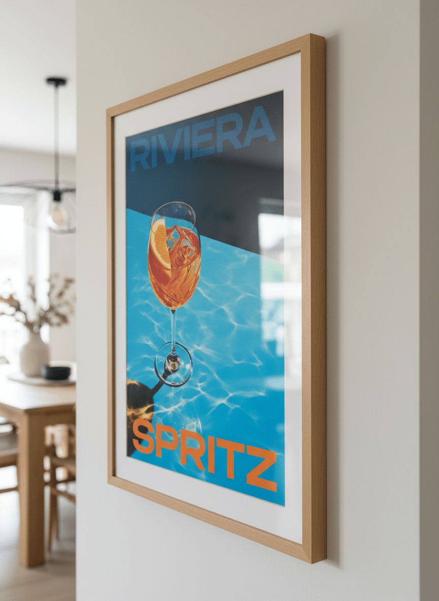 Wall art styled above a dining table in a contemporary home
