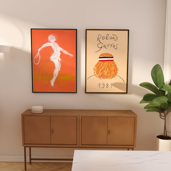 Roland Garros Pair Set of 2 Tennis Prints,livingroom,timber border