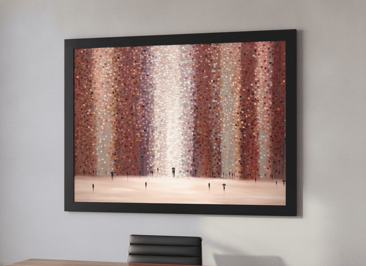 Contemporary wall art featured in a bright modern office workspace