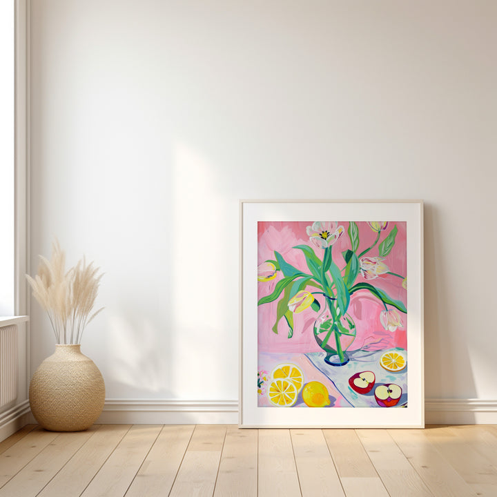 Flowers and Fruit Wall Art,living room,gallery wall timber border