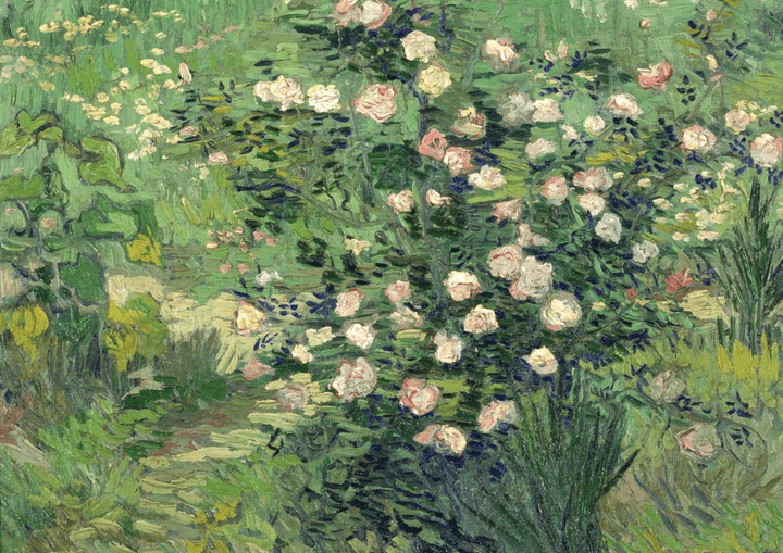 Roses 1889 by Vincent van Gogh Floral Brushstrokes Artwork Print Poster frame