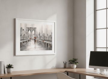 Contemporary wall art featured in a bright modern office workspace