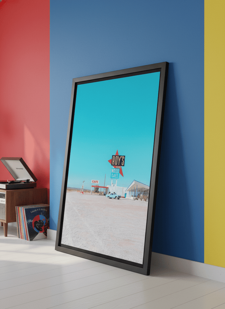 Bold wall art styled in a colourful, eclectic modern home