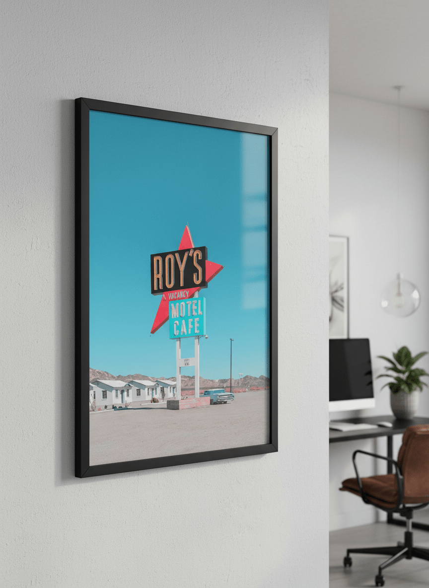 Contemporary wall art featured in a bright modern office workspace