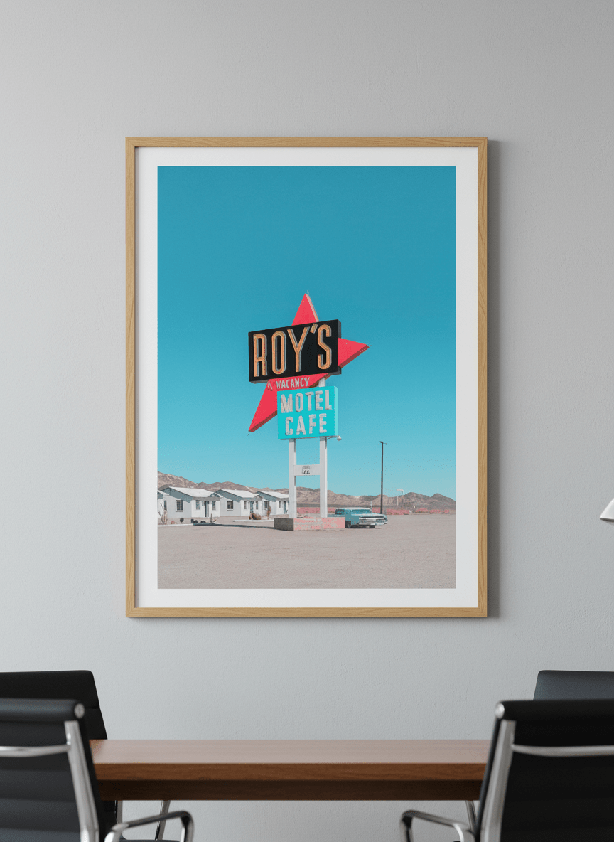 Contemporary wall art featured in a bright modern office workspace
