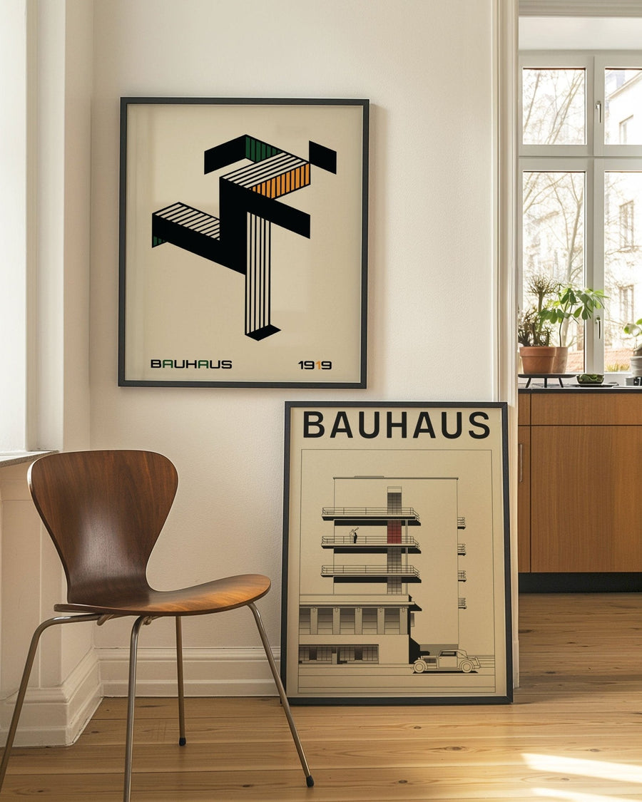 Running Man & Cityscape Set of 2 by Bauhaus