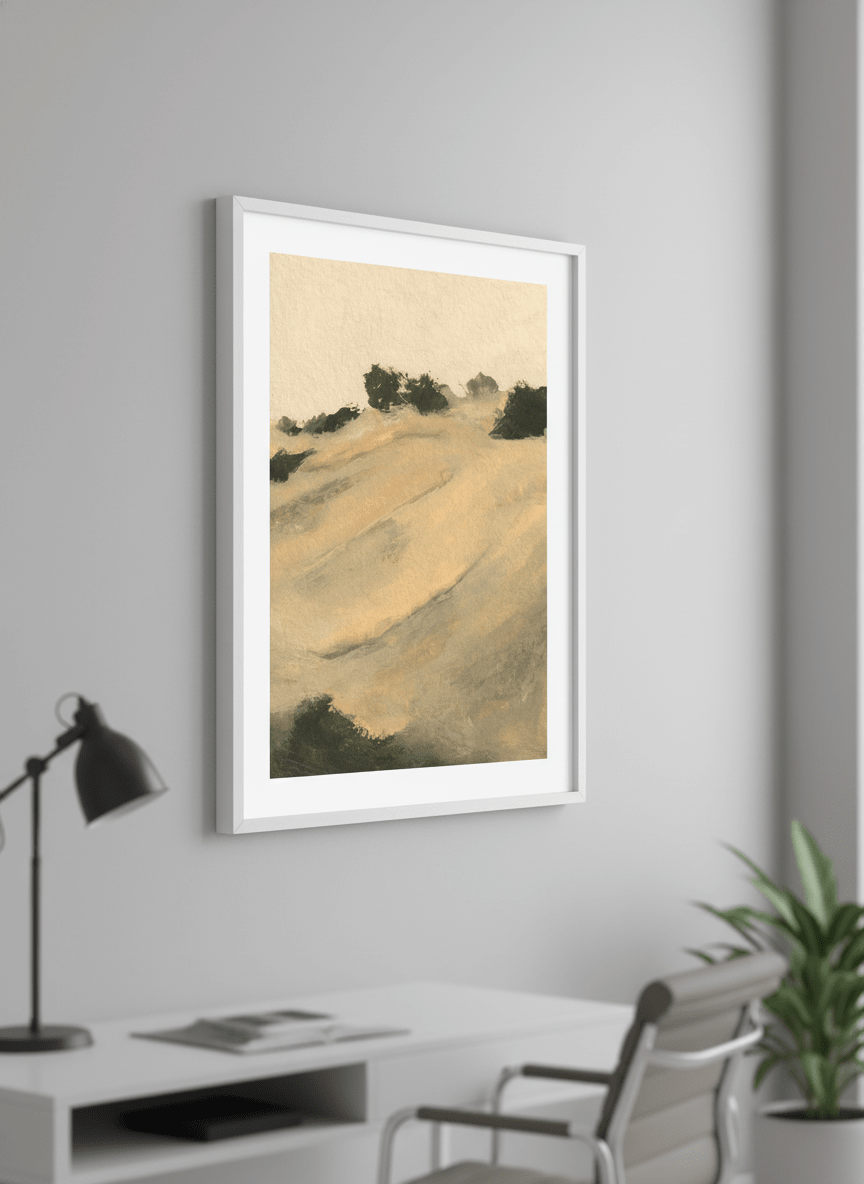 Contemporary wall art featured in a bright modern office workspace