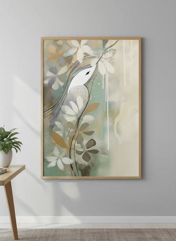 Contemporary wall art featured in a bright modern office workspace