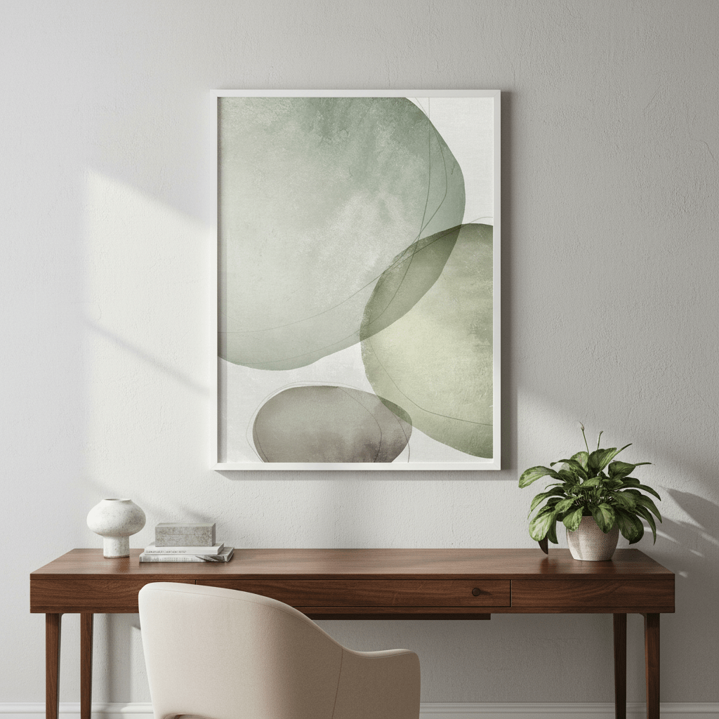 Sage Green Circles by Deer Muskeeter wall - art - picture - poster