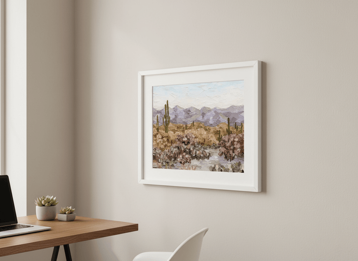 Contemporary wall art featured in a bright modern office workspace