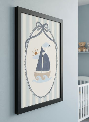 Soft neutral wall art styled in a serene nursery with pastel tones
