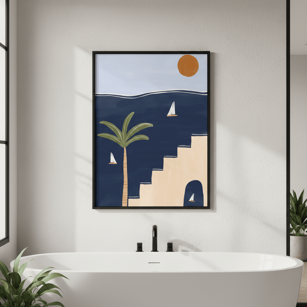 Sailboats on Ocean by Ivy Green Illustrations wall - art - picture - poster